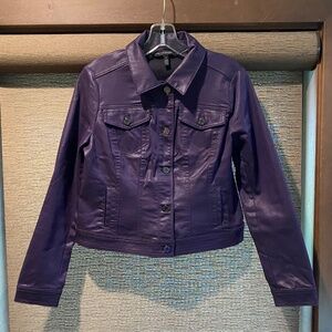 WHBM Plum/Purple Coated Cropped Trucker Jacket S:6